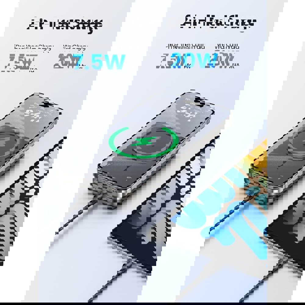 პორტატული დამტენი UGREEN PB561 (25919), 10000mAh 15W, Type-C, Magnetic Power Bank, Grey