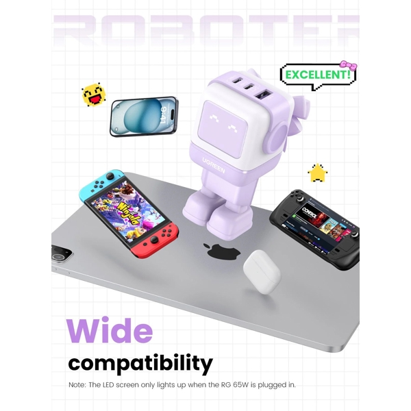 Charger UGREEN CD361 (35291) Nexode Uno RobotGaN, 65W, USB, USB Type-C, Purple