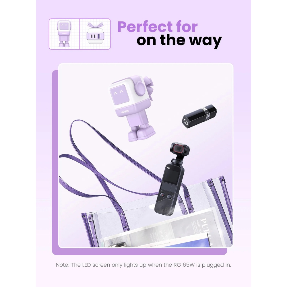 Charger UGREEN CD361 (35291) Nexode Uno RobotGaN, 65W, USB, USB Type-C, Purple