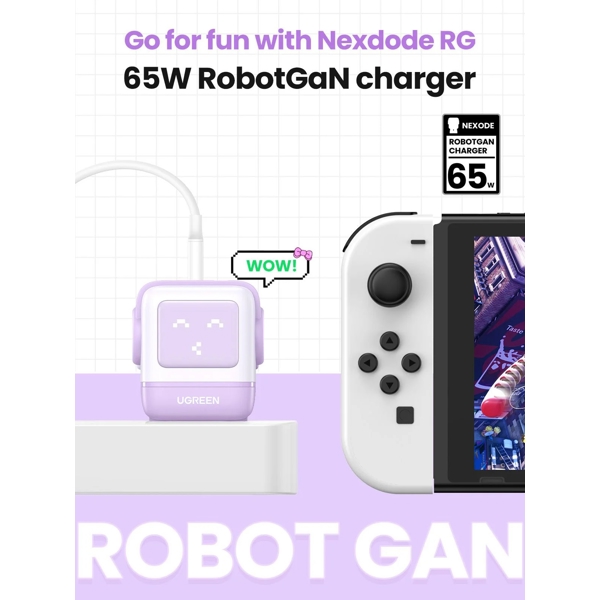 Charger UGREEN CD361 (35291) Nexode Uno RobotGaN, 65W, USB, USB Type-C, Purple