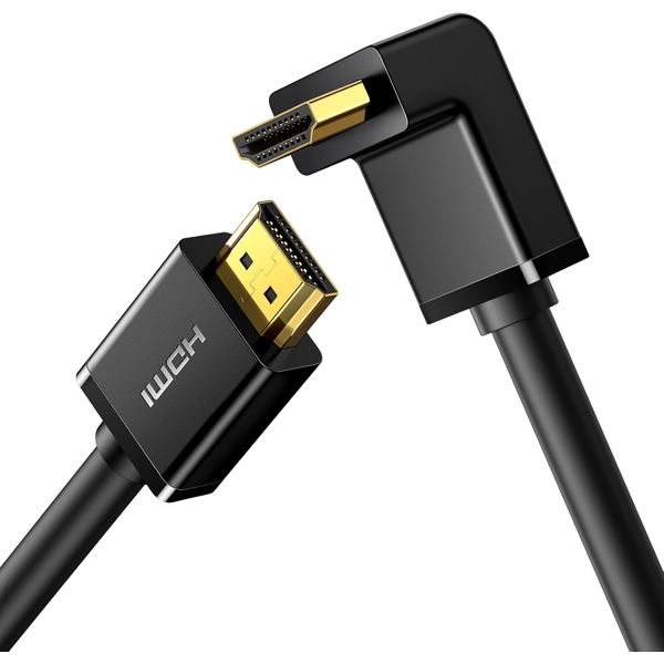 HDMI კაბელი UGREEN HD103 (10173), 4K HDMI Cable Male to Male, 90 Degree, 2m, Black