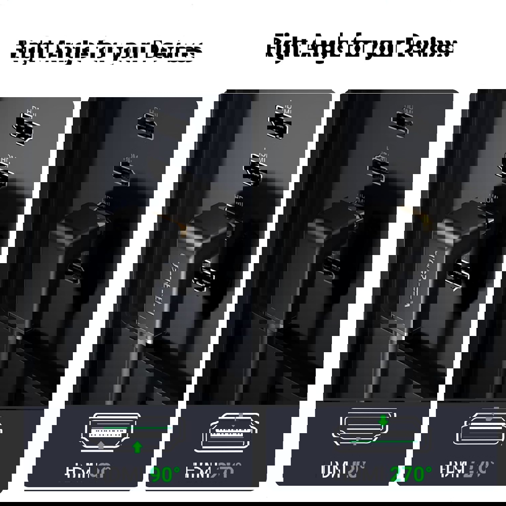 UGREEN HD103 (10173), 4K HDMI Cable Male to Male, 90 Degree, 2m, Black