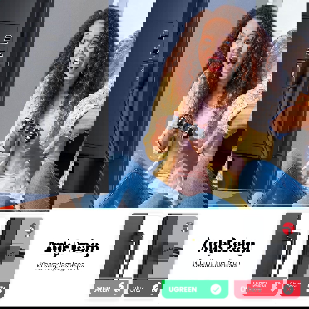 UGREEN HD103 (10173), 4K HDMI Cable Male to Male, 90 Degree, 2m, Black