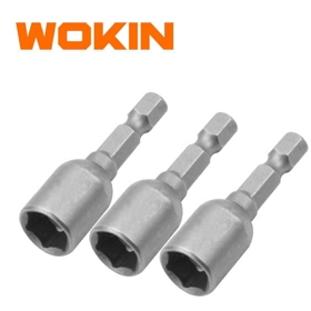 Magnetic Nut Socket Set, Wokin 222208, 8mm, 3Pcs, Silver