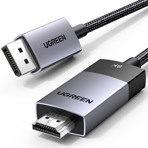 Video Cable UGREEN DP115 (80397), DisplayPort to HDMI 8K, 2m, Grey