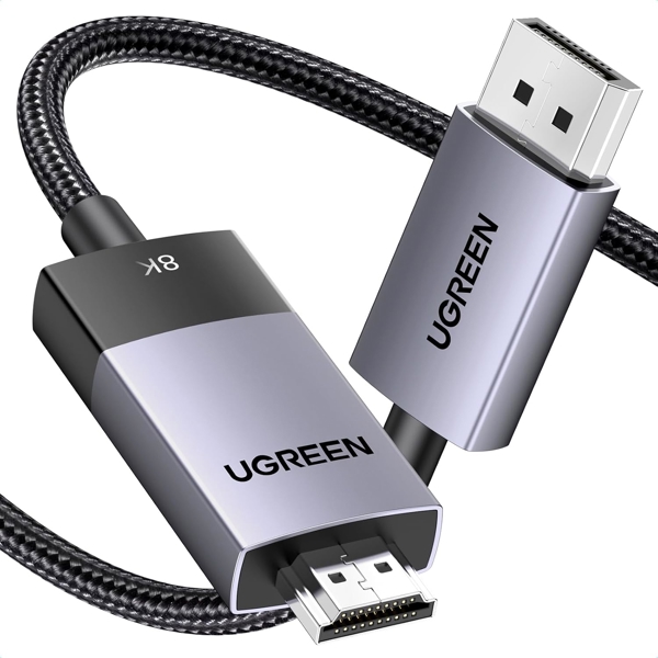 Video Cable UGREEN DP115 (80397), DisplayPort to HDMI 8K, 2m, Grey