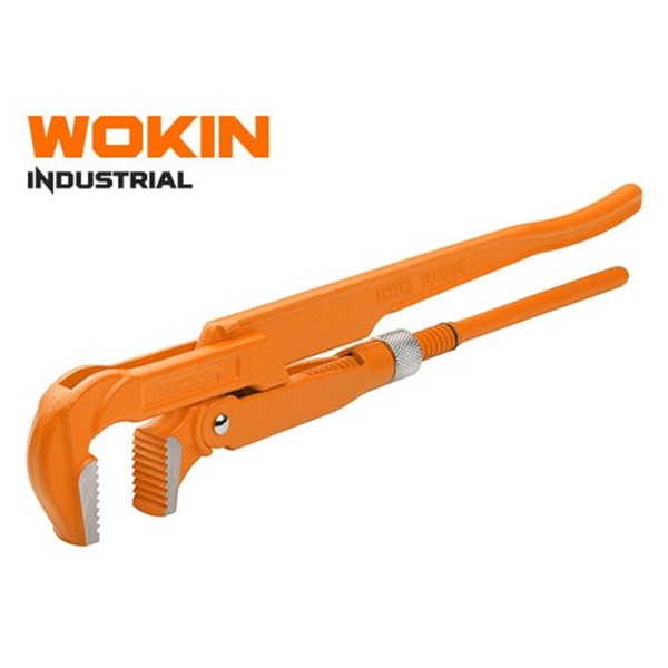 მილის ქანჩის გასაღები Wokin 105510, 33.5MM, 1", 90°Bent Nose Pipe Wrench (INDUSTRIAL), Orange