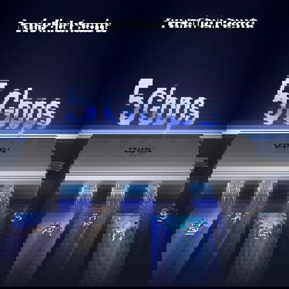 USB-C ჰაბი UGREEN CM498 (15852) Revodok 206, 2xHDMI, USB, Type-C, HUB, Grey