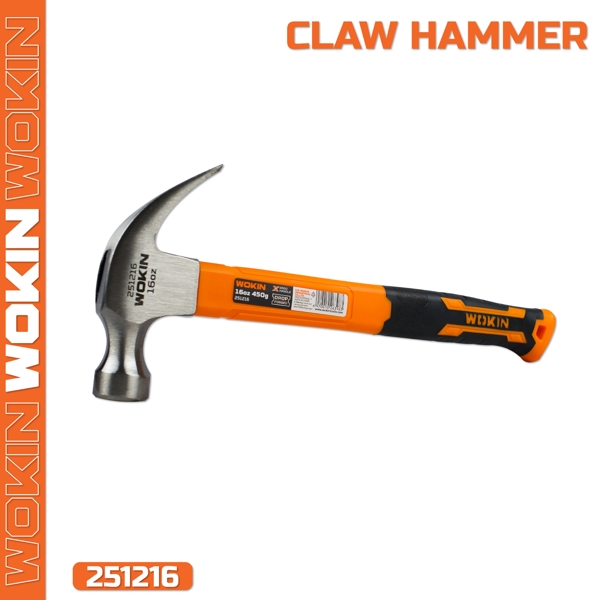 Claw Hammer Wokin 251216, 16OZ(29MM/450G), Black/Orange