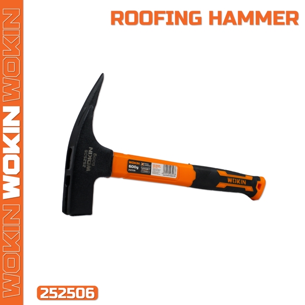 ჩაქუჩი რეზინის სახელურით Wokin 252506, 600G, Roofing Hammer, Black/Orange