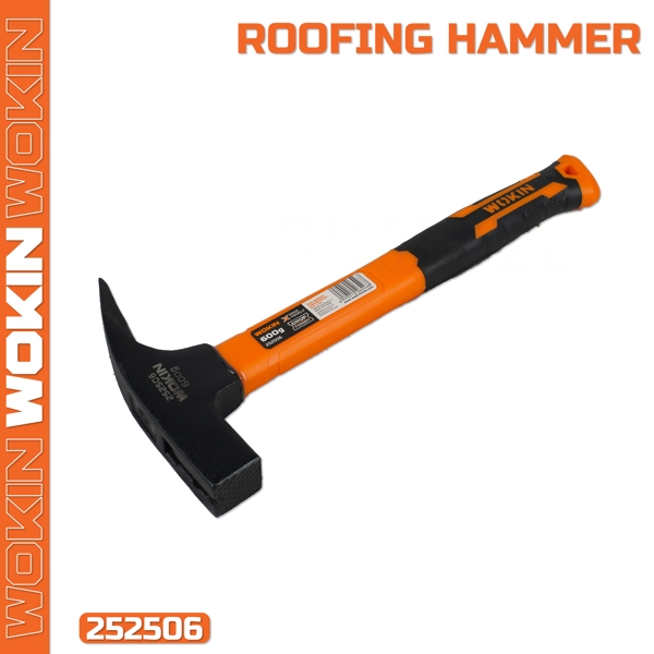 ჩაქუჩი რეზინის სახელურით Wokin 252506, 600G, Roofing Hammer, Black/Orange