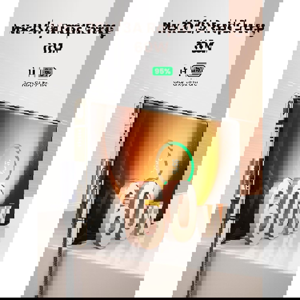 UGREEN US323 (70531), 60W, Right Angle type-C to type-C Angled Cable, 2m, Black/Grey