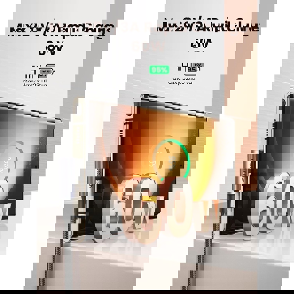 UGREEN US323 (70529), 60W, Right Angle type-C to type-C Angled Cable, 1m, Black/Grey