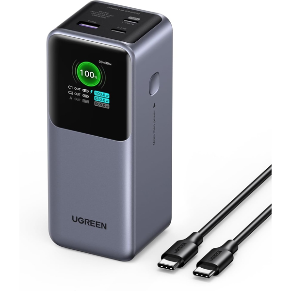 Power Bank UGREEN PB721 (35524B) Nexode with Smart Digital Display, 20000mAh, USB-C, USB, Power Bank, Grey