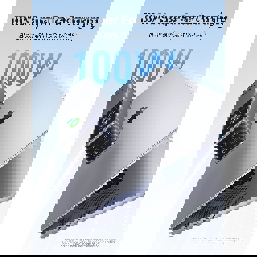 პორტატული დამტენი UGREEN PB721 (35524B) Nexode with Smart Digital Display, 20000mAh 130W, Type-C, USB, Power Bank, Grey