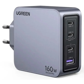 მობილურის დამტენი UGREEN X763 (25877) Nexode Pro, 160W, Type-C, USB, Grey