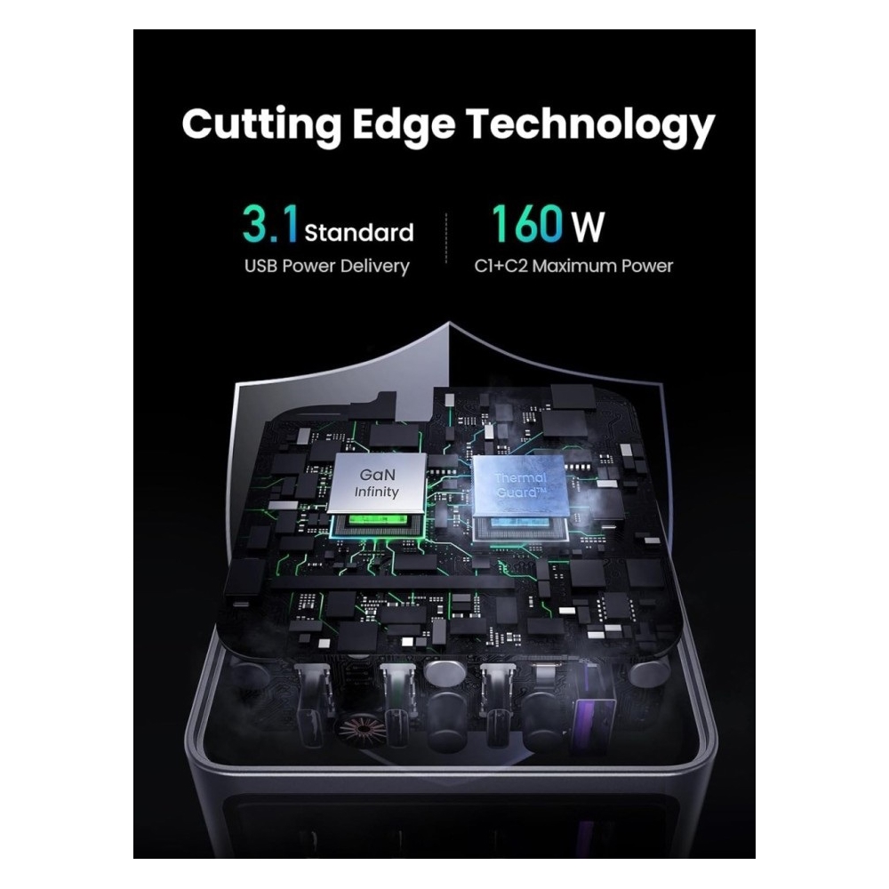 UGREEN X763 (25877) Nexode Pro, 160W, Type-C, USB, Grey