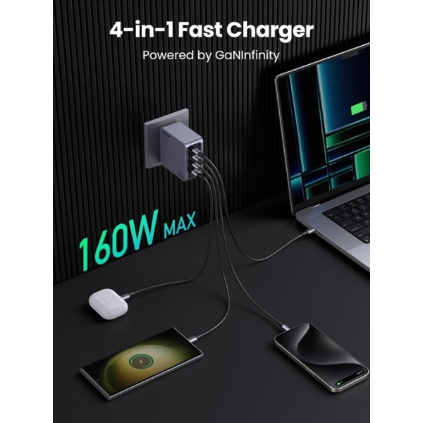 Charger UGREEN X763 (25877) Nexode Pro, 160W, USB-C, USB, Grey