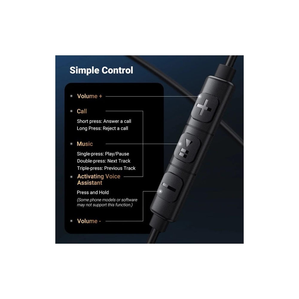 In-Ear Headphones UGREEN EP105 (35753), Wired, 3.5mm, Black