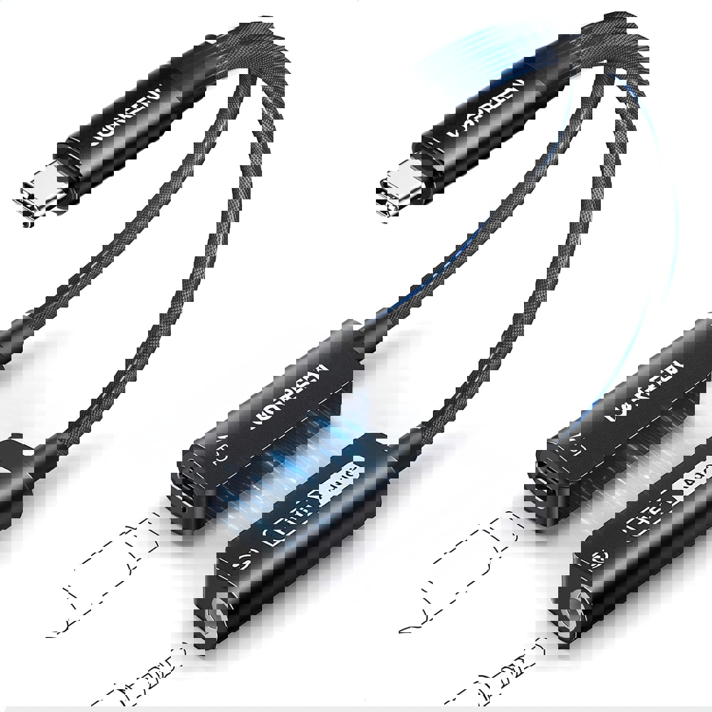 აუდიო ადაპტერი UGREEN CM721 (25837), Type-C to 3.5mm Audio Adapter with Power Delivery, Black