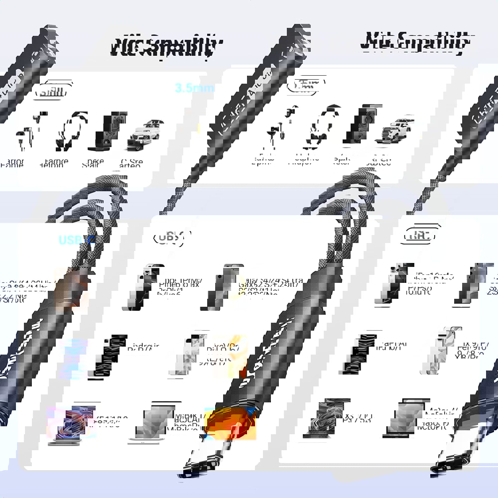 აუდიო ადაპტერი UGREEN CM721 (25837), Type-C to 3.5mm Audio Adapter with Power Delivery, Black