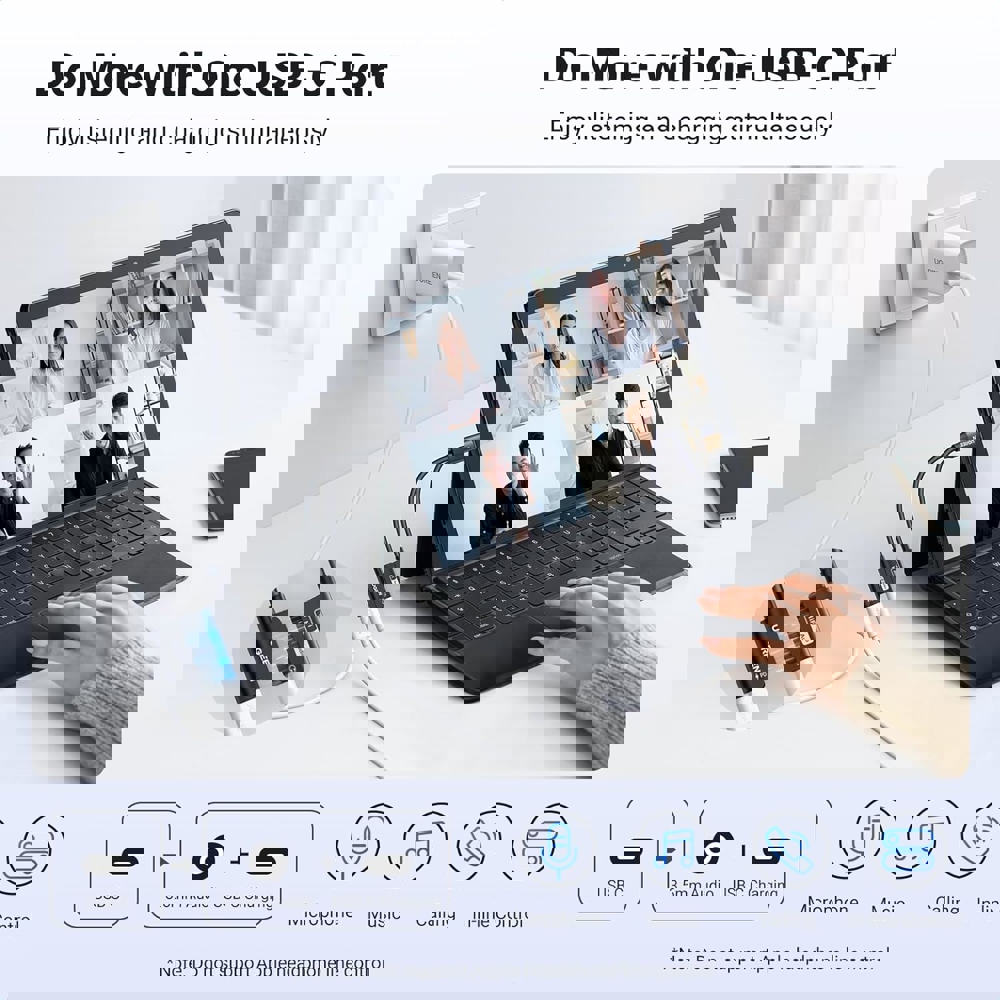 UGREEN CM721 (25837), Type-C to 3.5mm Audio Adapter with Power Delivery, Black