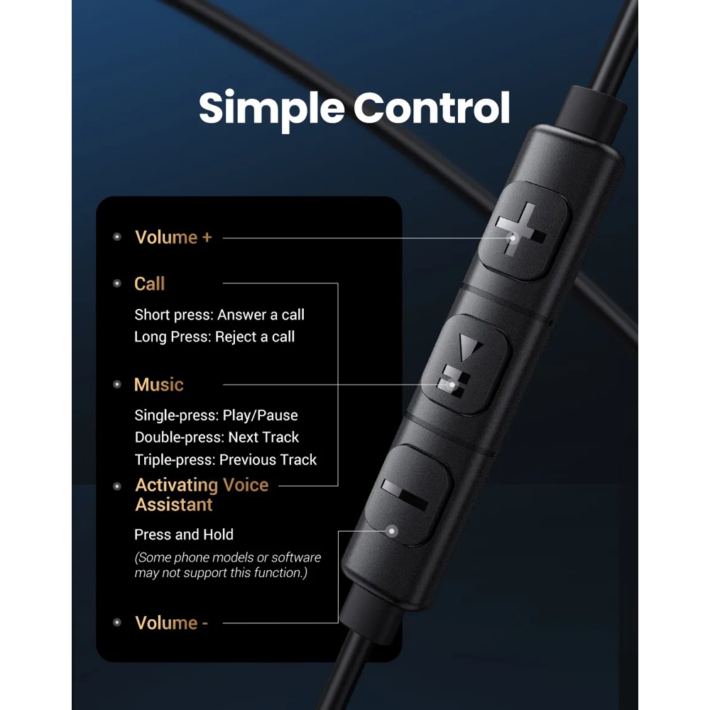 UGREEN EP105 (35754), In-Ear Headphones, Wired, Type-C, Black	