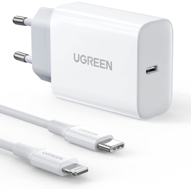 Mobile Charger UGREEN CD137 (50698), 20W, MFI, USB-C, White