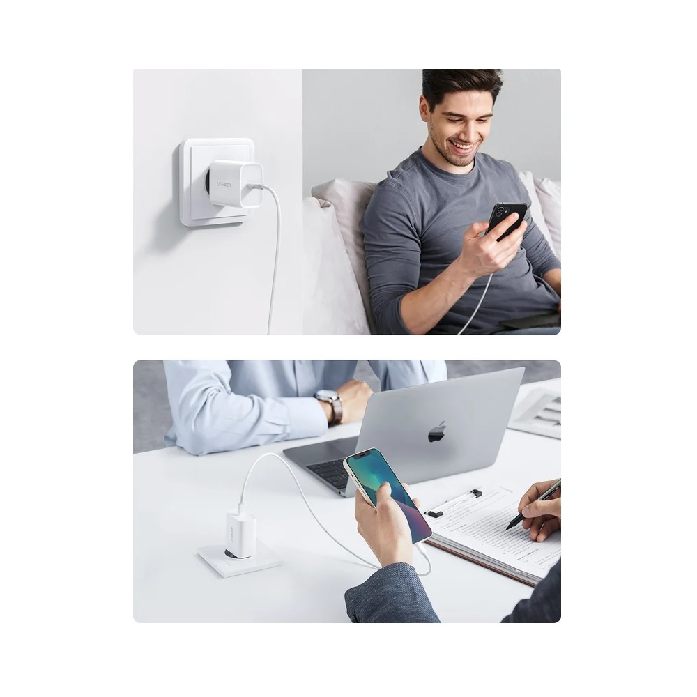 მობილურის დამტენი UGREEN CD137 (50698), 20W, MFI, Type-C, White
