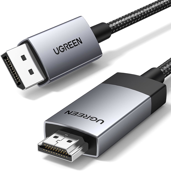 ვიდეო კაბელი UGREEN DP119 (15774), 4K, DisplayPort to HDMI, 2m, Grey/Black