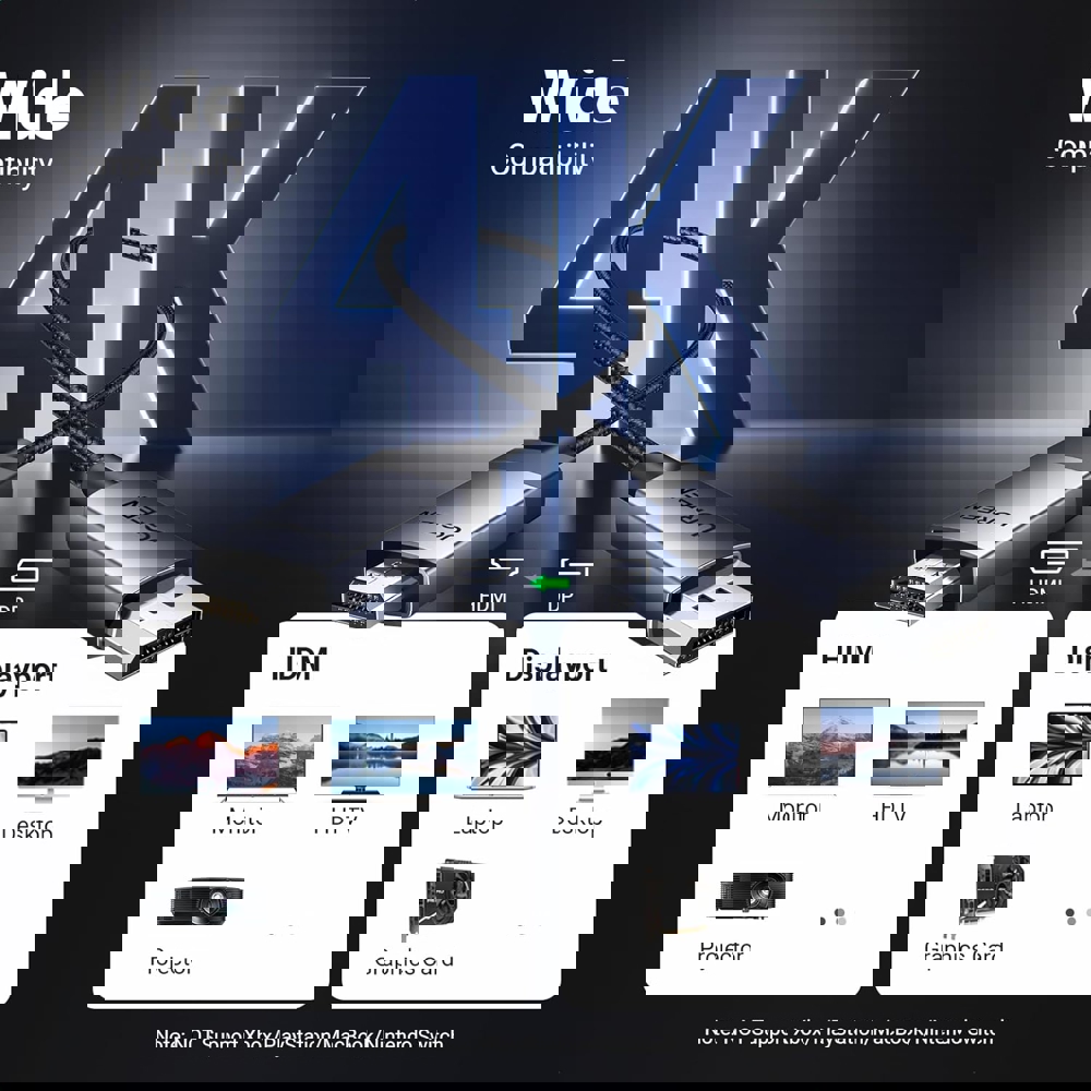 UGREEN DP119 (15774), 4K, DisplayPort to HDMI, 2m, Grey/Black