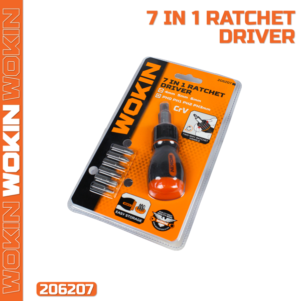 7 in 1 Ratchet Driver Wokin 206207, Black