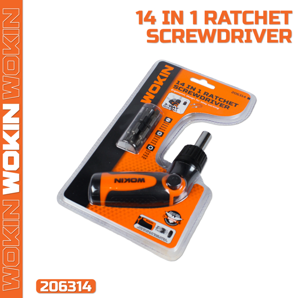 სახრახნისი სათადარიგო პირებით Wokin 206314, 14 in 1 Ratchet Screwdriver, Black