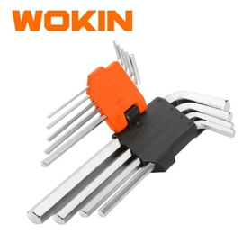 ექვსკუთხა სახრახნისის ნაკრები Wokin 207209, 9Pcs, Long Arm Hex Key Set, Silver