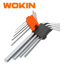 ექვსკუთხა სახრახნისის ნაკრები Wokin 207309, 9Pcs, Extra Long Arm Hex Key Set, Silver