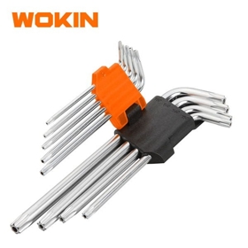 ექვსკუთხა სახრახნისის ნაკრები Wokin 207809, 9Pcs, Torx Long Arm Hex Key Set, Silver