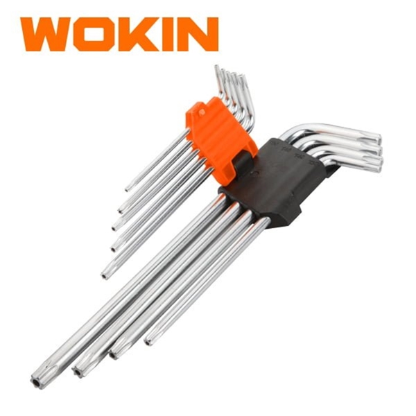 ექვსკუთხა სახრახნისის ნაკრები Wokin 207909, 9Pcs, Torx Extra Long Arm Hex Key Set, Silver