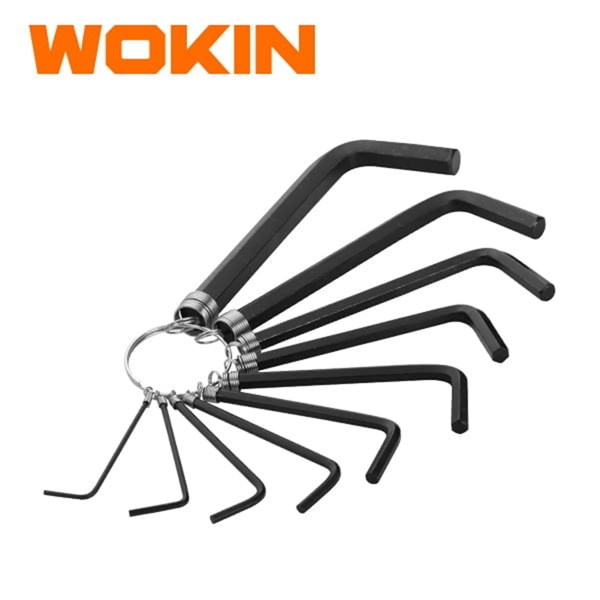 Hex Key Set On Ring Wokin 208510, 10Pcs, Black