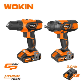 LI-ION CORDLESS 2-PC. COMBO KIT Wokin 628102, Black/Orange