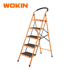 მეტალის კიბე Wokin 682005, 5 steps, 150Kg, Steel Ladder, Black/Orange