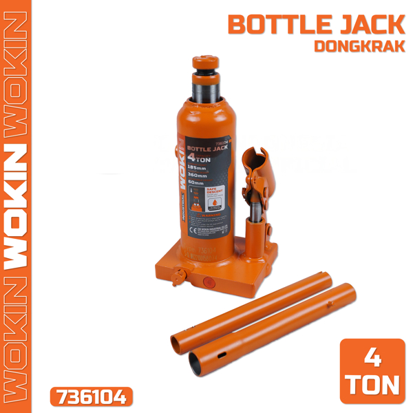 ბოთლისებრი დომკრატი Wokin 736104, 4T, Bottle Jack (INDUSTRIAL), Orange