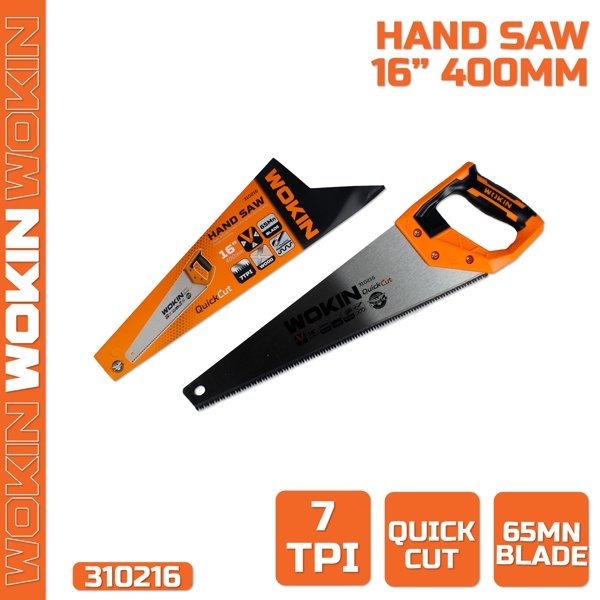 ხელის ხერხი Wokin 310216, 400mm, Hand Saw, Black/Orange