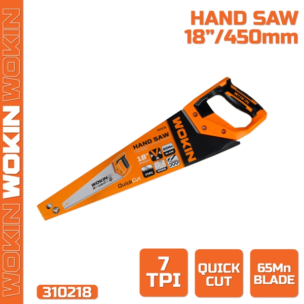 ხელის ხერხი Wokin 310218, 450mm, Hand Saw, Black/Orange