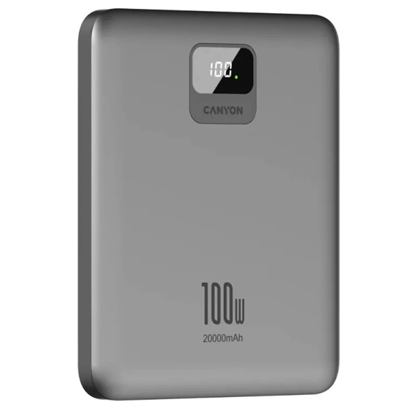 Power Bank Canyon CNE-CPB2008DG, 20000mAh, USB-C, USB-A, Gray