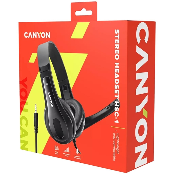 ყურსასმენი Canyon CNS-CHSC1B, Headset, Wired, 3.5mm, Black