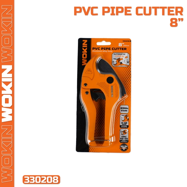 მილის მაკრატელი Wokin 330208, 200mm, 3-42mm, PVC Pipe Cutter, Orange