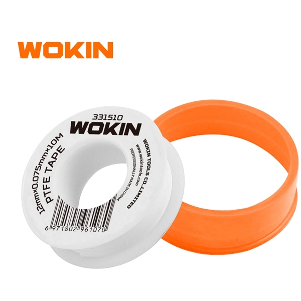 PTFE Tape Wokin 331510, 12mmx0.075mmx10m, White