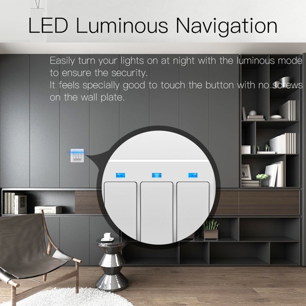 ჭკვიანი ჩამრთველი Moes WS-Y-EU3-WH-MS, Smart Light Switch Panel, White