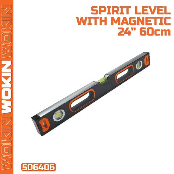 თარაზო მაგნიტით Wokin 506406, 60cm, 24″, Spirit Level With Magnetic (INDUSTRIAL), Black