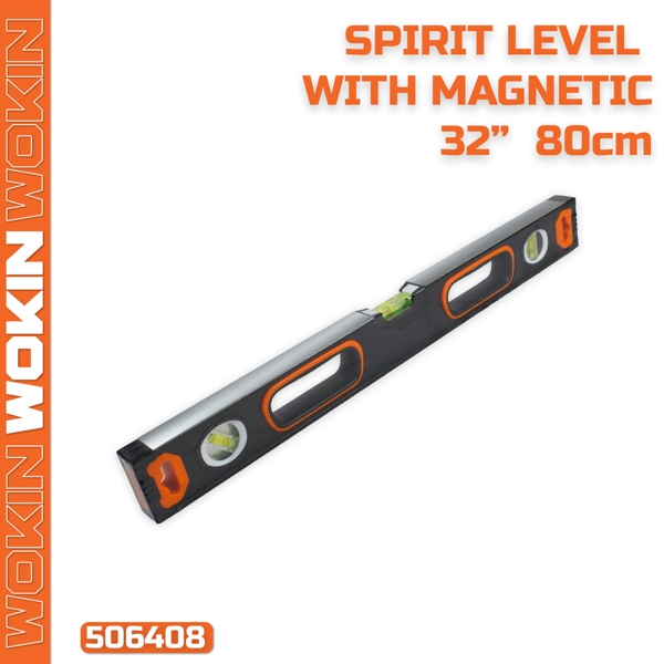 თარაზო მაგნიტით Wokin 506408, 80cm, 32″, Spirit Level With Magnetic (INDUSTRIAL), Black